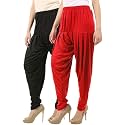 Buy That Trendz D41 Cotton Viscose Dhoti Women's Patiyala Salwar Harem Bottoms Pants Black Red Pack of 2 Combo XXXXXX-Large