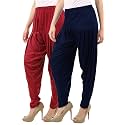 Buy That Trendz Cotton Viscose Dhoti Women's Patiyala Salwar Harem Bottoms Pants Maroon Navy Pack of 2 Combo XX-Large