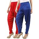 Buy That Trendz Cotton Viscose Dhoti Women's Patiyala Salwar Harem Bottoms Pants Red Royal Blue Pack of 2 Combo XXXX-Large