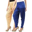 Buy That Trendz Cotton Viscose Dhoti Women's Patiyala Salwar Harem Bottoms Pants Light Skin Royal Blue Pack of 2 Combo XXX-Large