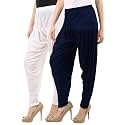 Buy That Trendz D41 Cotton Viscose Dhoti Women's Patiyala Salwar Harem Bottoms Pants White Navy Pack of 2 Combo XXXXXX-Large