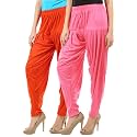 Buy That Trendz Cotton Viscose Dhoti Women's Patiyala Salwar Harem Bottoms Pants Orange Rose Pack of 2 Combo XXX-Large