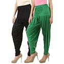 Buy That Trendz Cotton Viscose Dhoti Women's Patiyala Salwar Harem Bottoms Pants Black Jade Green Pack of 2 Combo X-Large