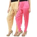 Buy That Trendz Patiala Pants for Women Combo Pack of 2 Viscose Dhoti Patiyala Salwar Harem Bottoms Pants Light Skin-Rose XL