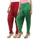 Buy That Trendz Cotton Viscose Dhoti Women's Patiyala Salwar Harem Bottoms Pants Maroon Jade Green Pack of 2 Combo Large