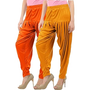 buy that trendz patiala pants for women combo viscose patiyala salwar harem bottoms pants combo pack of 2 mustard-light orange l