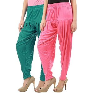 buy that trendz patiala for women viscose patiyala salwar harem bottoms pants pack of 2 ramar green-rose 2xl