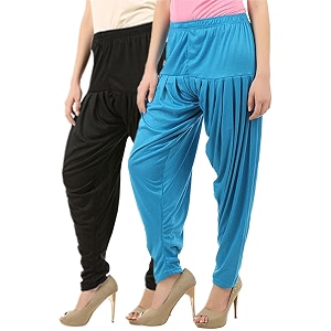 buy that trendz womens dhoti cotton viscose harem patiyala pants salwar bottoms black turquoise combo pack of 2 xxx-large