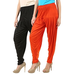 buy that trendz women39s relaxed fit cotton harem bottoms pants 089d2-blk combo 2 patiala orng_black orange_x-large