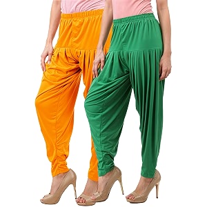 buy that trendz patiala pants for women 2 combo viscose dhoti patiyala salwar harem bottoms pants mustard-jade green xl