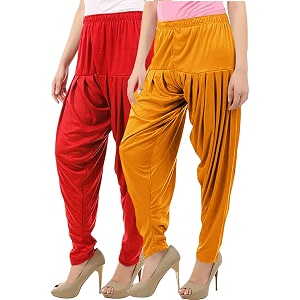 buy that trendz womens dhoti cotton viscose harem patiyala pants salwar bottoms mustard red combo pack of 2 large