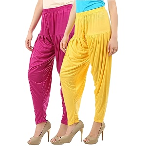 buy that trendz women39s relaxed fit cotton harem bottoms pants 124d2-rpnk combo 2 patiala yelw_rani pink yellow_xxx-large