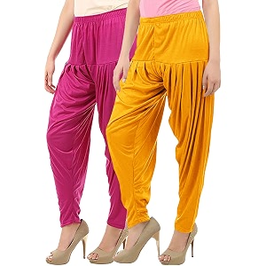 buy that trendz womens dhoti cotton viscose harem patiyala pants salwar bottoms mango yellow rani pink combo pack of 2 xxx-large