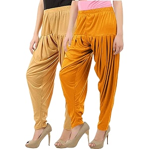 buy that trendz patiala for women viscose patiyala salwar harem bottoms pants pack of 2 mustard-dark skin l