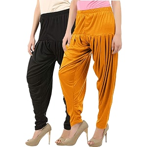 buy that trendz womens dhoti cotton viscose harem patiyala pants salwar bottoms mustard black combo pack of 2 large