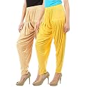 Buy That Trendz Women's Relaxed Fit Cotton Harem Bottoms Pants (109D2-LSkn Combo 2 Patiala Yelw_Light Skin, Yellow_XX-Large)