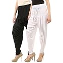 Buy That Trendz Womens Dhoti Cotton Viscose Harem Patiyala Pants Salwar Bottoms Black White Combo Pack of 2 XXXX-Large