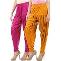 Buy That Trendz Womens Dhoti Cotton Viscose Harem Patiyala Pants Salwar Bottoms Mustard Rani Pink Combo Pack of 2 XXX-Large
