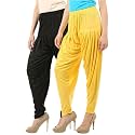 Buy That Trendz Women's Regular Fit Cotton Harem Bottoms Pants (094D2-Blk Combo 2 Patiala Yelw_Black, Yellow_XX-Large)