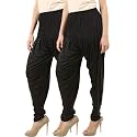 Buy That Trendz Womens Dhoti Cotton Viscose Harem Patiyala Pants Salwar Bottoms Black Black Combo Pack of 2 XX-Large