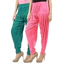 Buy That Trendz Patiala for Women Viscose Patiyala Salwar Harem Bottoms Pants Pack of 2 Ramar Green-Rose 2XL