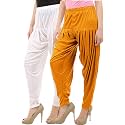 Buy That Trendz Women's Cotton Viscose Relaxed Fit Harem Pants (Mustard and White
