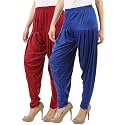 Buy That Trendz Women's Relaxed Fit Cotton Harem Bottoms Pants (299D2-Marn Combo 2 Patiala RBlue_Maroon, Royal Blue_X-Large)