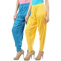 Buy That Trendz Women's Relaxed Fit Cotton Harem Bottoms Pants (129D2-Turq Combo 2 Patiala Yelw_Turquoise, Yellow_XXX-Large)
