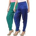 Buy That Trendz Womens Dhoti Cotton Viscose Harem Patiyala Pants Salwar Bottoms Ramar Green Royal Blue Combo Pack of 2 X-Large