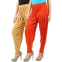 Buy That Trendz Women's Relaxed Fit Cotton Harem Bottoms Pants (097D2-DSkn Combo 2 Patiala Orng_Dark Skin, Orange_L)