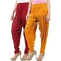 Buy That Trendz Womens Dhoti Cotton Viscose Harem Patiyala Pants Salwar Bottoms Mustard Maroon Combo Pack of 2 X-Large
