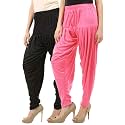 Buy That Trendz Women's Relaxed Fit Cotton Harem Bottoms Pants (290D2-Blk Combo 2 Patiala Rose_Black, Rose_XXX-Large)