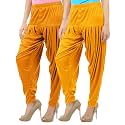 Buy That Trendz Womens Dhoti Cotton Viscose Harem Patiyala Pants Salwar Bottoms Mustard Yellow Combo Pack of 2 X-Large