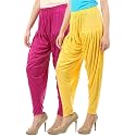 Buy That Trendz Women's Relaxed Fit Cotton Harem Bottoms Pants (124D2-RPnk Combo 2 Patiala Yelw_Rani Pink, Yellow_XXX-Large)