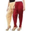 Buy That Trendz Women's Relaxed Fit Cotton Harem Bottoms Pants (103D2-LSkn Combo 2 Patiala Maron_Light Skin, Maroon_X-Large)