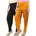 Buy That Trendz Womens Dhoti Cotton Viscose Harem Patiyala Pants Salwar Bottoms Mustard Black Combo Pack of 2 Large
