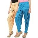 Buy That Trendz Women's Relaxed Fit Cotton Harem Bottoms Pants (107D2-LSkn Combo 2 Patiala Turq_Light Skin, Turquoise_XXX-Large)