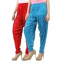 Buy That Trendz Women's Relaxed Fit Cotton Harem Bottoms Pants (125D2-Red Combo 2 Patiala Turq_Red, Turquoise_X-Large)