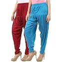 Buy That Trendz Women's Relaxed Fit Cotton Harem Bottoms Pants (113D2-Maron Combo 2 Patiala Turq_Maroon, Turquoise_XXX-Large)