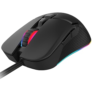 fire gaming mouse with customizable 6 rgb lighting mode 7 programmable buttons gaming grade sensor 6400 dpi tracking  wired gaming mouse with rgb amp driver customization for pc