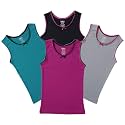 Buyless Fashion Tank Tops for Girls- Sleeveless Cami Tanks Cotton Undershirts for Dance Gymnastics Kids Toddler Size (4 Pack)