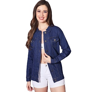 Buynewtrend Buttoned Flap Pockets Women Long Denim