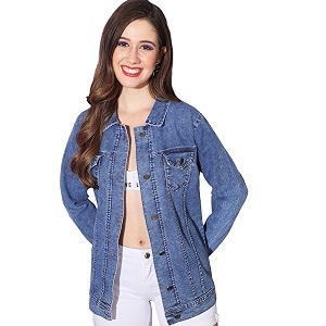 Buynewtrend Buttoned Flap Pockets Women Long Denim