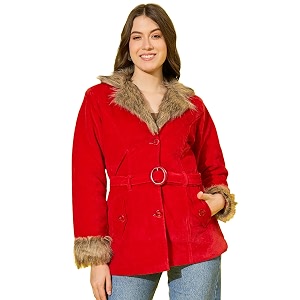 Buynewtrend Velvet Winter Coat Women Jacket With