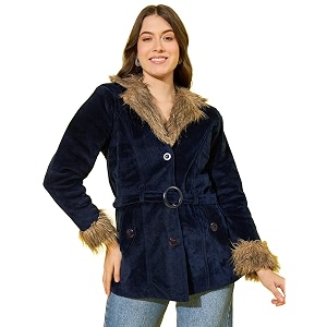 Buynewtrend Velvet Winter Coat Women Jacket With
