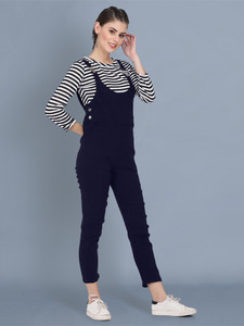 buynewtrend women dark blue dungaree