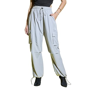 Buynewtrend Women Loose Fit Parachute Trousers
