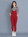 BuyNewTrend Women Maroon Dungaree