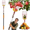 Buyplus 26ft High Reach Fruit Picker with Basket Telescoping, 5-20 Foot Heavy Duty Sturdy Aluminium Telescoping Extension Pole, Easy to Attach Twist-On Metal Basket for Picking Mango Avocado Lemon