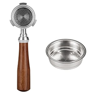 51mm bottomless portafilter coffee bottomless compatible with delonghi espresso machine ec680 and ec685 rosewood handle filter basket included